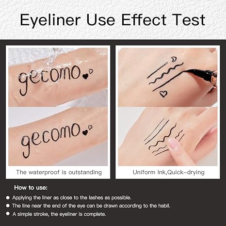GECOMO Eyeliner, Liquid Eyeliner, Eye Liners for Women, 24 Hours Waterproof Eye Liner