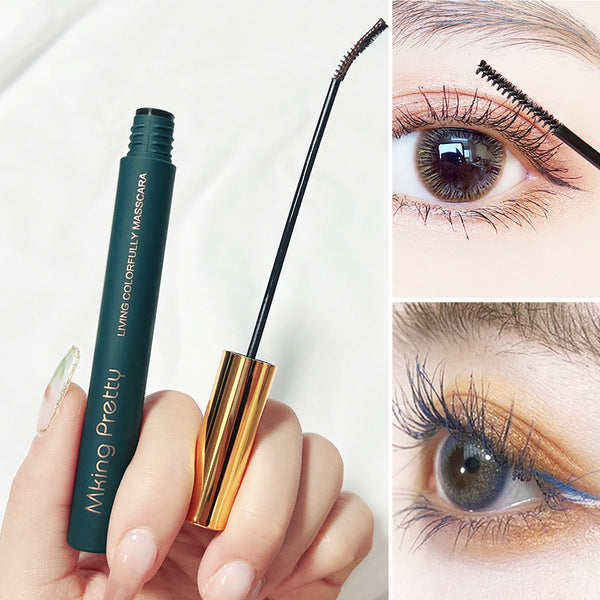 MKING PRETTY Color Mascara Women's Waterproof Sweat-proof Slim Long Curled Thin Brush Head Thick Super